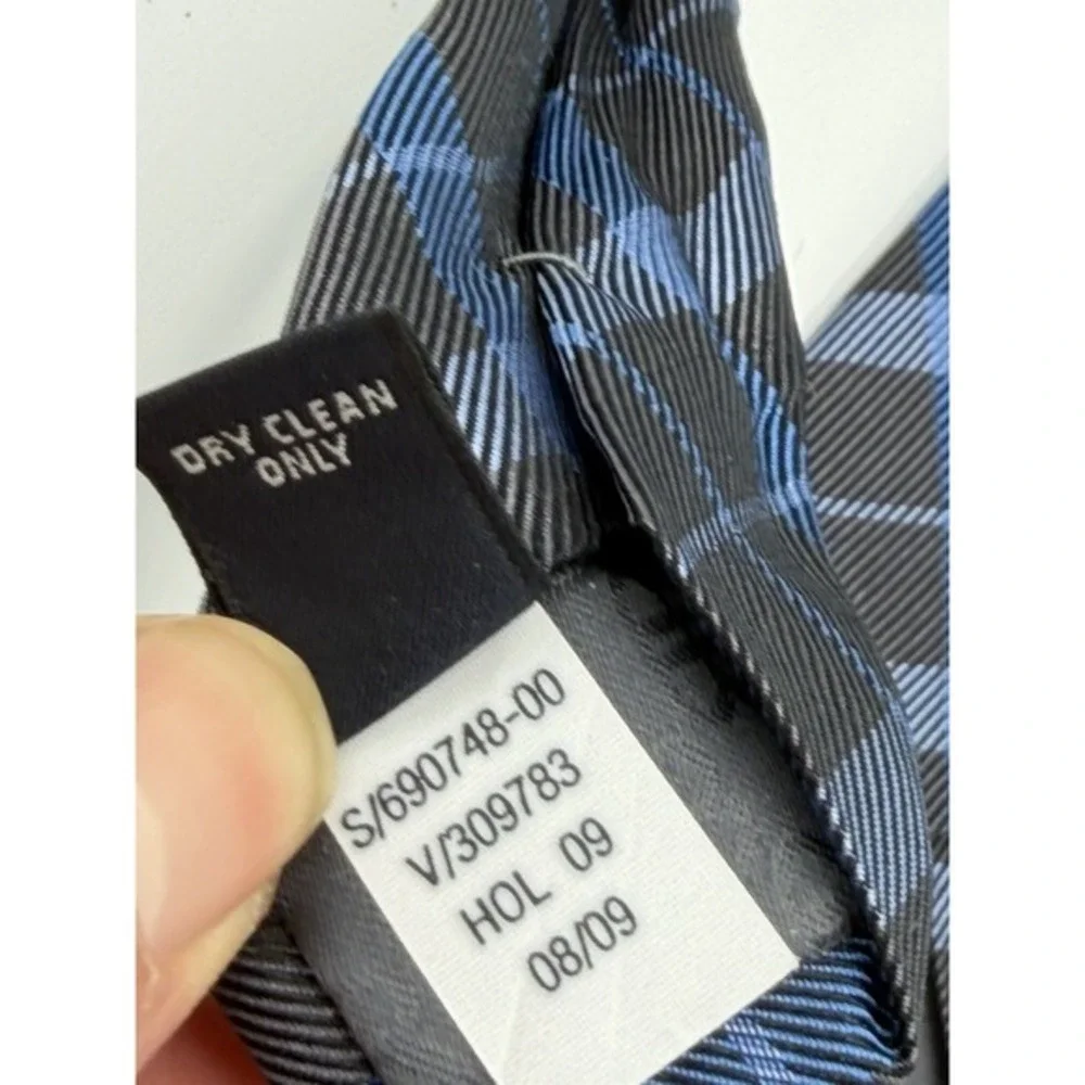 Banana Republic Turkish Silk‎ Tie Blue Black Plaid 58